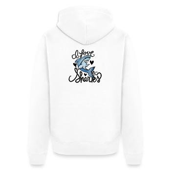 Azure Shark Silhouette - Unisex Premium Bio Zip Hoodie - Weiß - Hinten - Thijin (182cm)