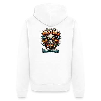 Je peux me tromper, mais c’est très peu probable - Veste à capuche bio Premium Unisexe - blanc - Dos - Thijin (182cm)