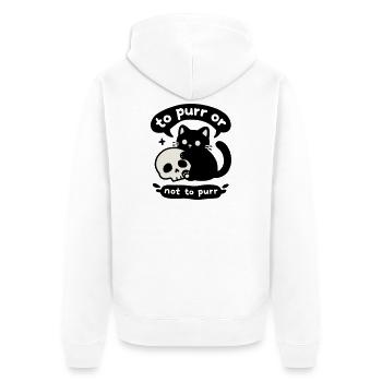 Ronronner ou ne pas ronronner | Chat avec un crâne - Veste à capuche bio Premium Unisexe - blanc - Dos - Thijin (182cm)
