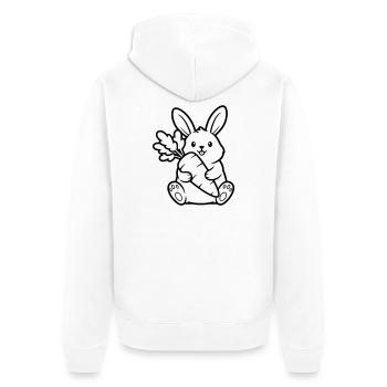 Vecteur de coloration de lapin avec carotte et carotte - Veste à capuche bio Premium Unisexe - blanc - Dos - Thijin (182cm)