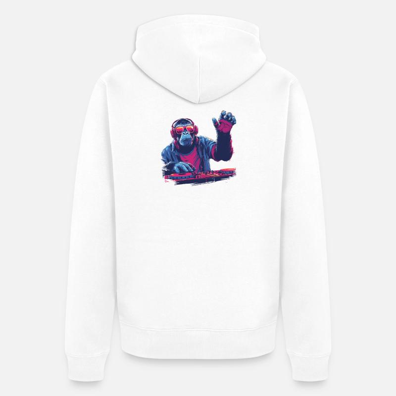 DJ singe cool - Veste à capuche bio Premium Unisexe - blanc