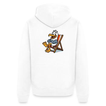 Lounge-Seemöwe am Strand - Unisex Premium Bio Zip Hoodie - Weiß - Hinten - Thijin (182cm)