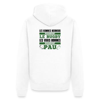 Rugby Pau Vrais Hommes - Veste à capuche bio Premium Unisexe - blanc - Dos - Thijin (182cm)