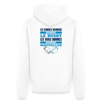 Rugby Montpellier Vrais Hommes - Veste à capuche bio Premium Unisexe - blanc - Dos - Thijin (182cm)