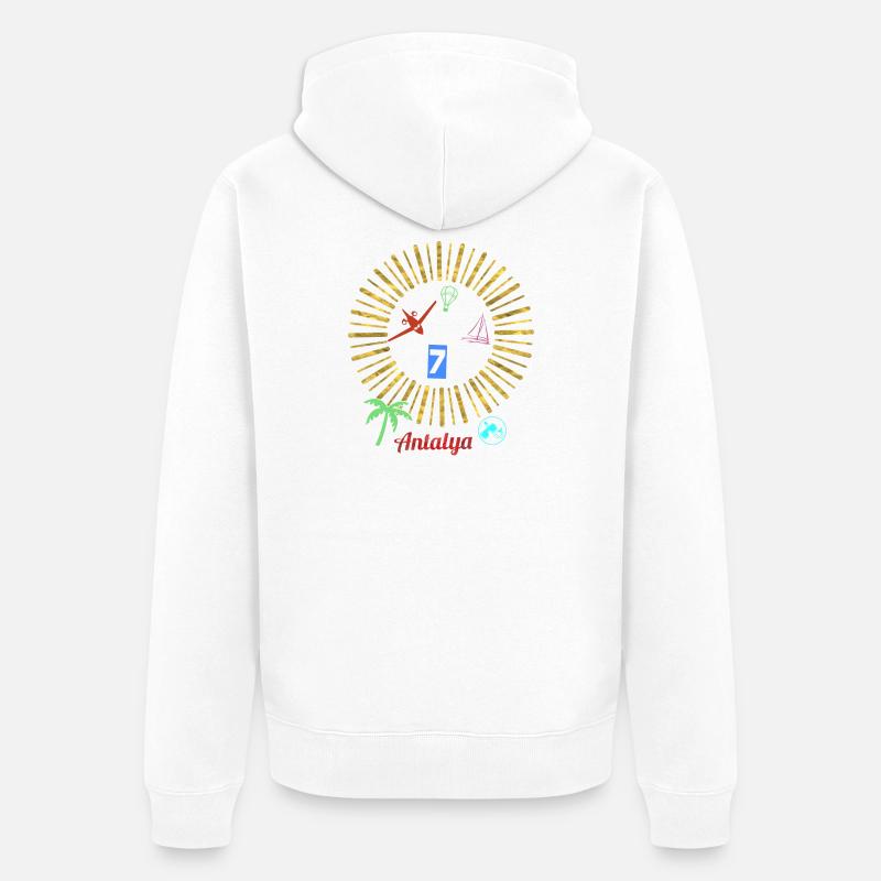 Cercle magique de la plage d’Antalya - Veste à capuche bio Premium Unisexe - blanc