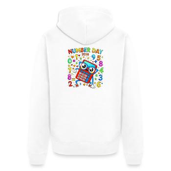Zahlentag 2026 Taschenrechner Spaß - Unisex Premium Bio Zip Hoodie - Weiß - Hinten - Thijin (182cm)