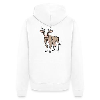 Geometrische Kuh Low Poly Modern - Unisex Premium Bio Zip Hoodie - Weiß - Hinten - Thijin (182cm)