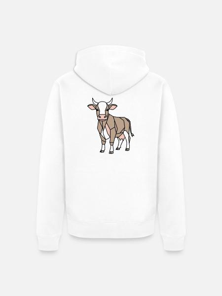 Vache géométrique Low Poly Modern - Veste à capuche bio Premium Unisexe - blanc