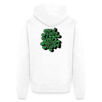 Mach deinen Schritt – Retro Handtext - Unisex Premium Bio Zip Hoodie - Weiß - Hinten - Thijin (182cm)