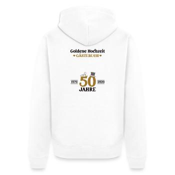 Goldene Hochzeit 2026 50. Hochzeitstag Gästebuch - Unisex Premium Bio Zip Hoodie - Weiß - Hinten - Thijin (182cm)