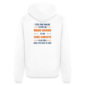 Beau Gosse et Sidecariste Je Gere - Veste à capuche bio Premium Unisexe - blanc - Dos - Thijin (182cm)