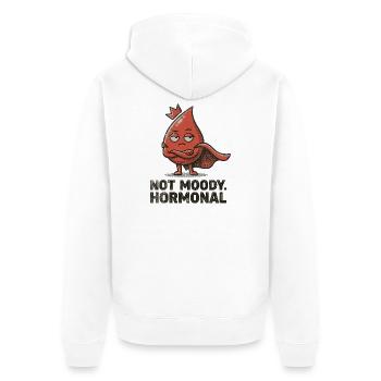 Not Moody Hormonal – Funny Period Statement - Unisex Premium Organic Zip Hoodie - white - Back - Thijin (182cm)