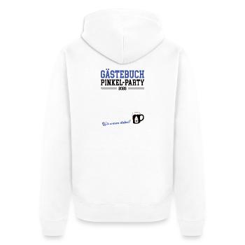 Babypinkeln Gästebuch Babyparty Babybier 2026 - Unisex Premium Bio Zip Hoodie - Weiß - Hinten - Thijin (182cm)