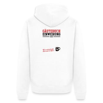 Gästebuch Einweihung 2026 Neue Wohnung Geschäft - Unisex Premium Bio Zip Hoodie - Weiß - Hinten - Thijin (182cm)