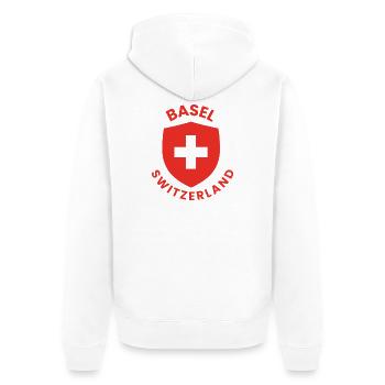 Bouclier de Bâle croix suisse - Veste à capuche bio Premium Unisexe - blanc - Dos - Thijin (182cm)