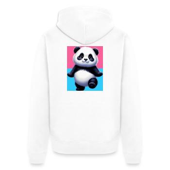 Panda - Unisex Premium Bio Zip Hoodie - Weiß - Hinten - Thijin (182cm)