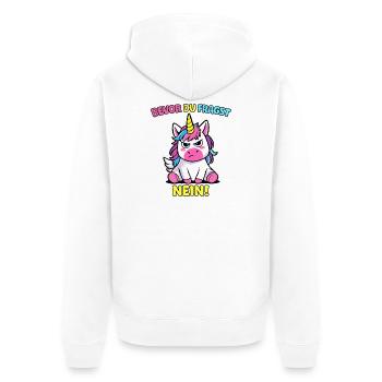 Bevor Du Fragst Nein Einhorn - Unisex Premium Bio Zip Hoodie - Weiß - Hinten - Thijin (182cm)