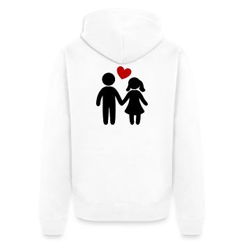Paar Verliebt Herz - Unisex Premium Bio Zip Hoodie - Weiß - Hinten - Thijin (182cm)