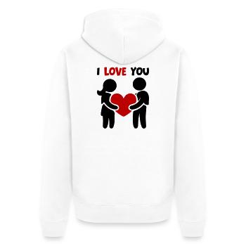 Ich Liebe Dich - Paar Verliebt Herz - Unisex Premium Bio Zip Hoodie - Weiß - Hinten - Thijin (182cm)