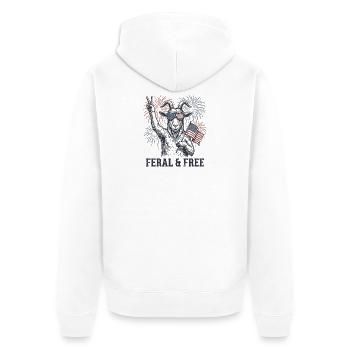 Des images drôles et patriotiques de sauvage et libre - Veste à capuche bio Premium Unisexe - blanc - Dos - Thijin (182cm)