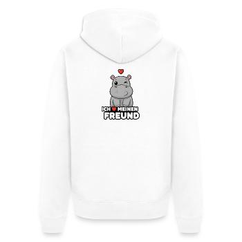 Hippopotame mignon, j’adore mon copain : design - Veste à capuche bio Premium Unisexe - blanc - Dos - Thijin (182cm)