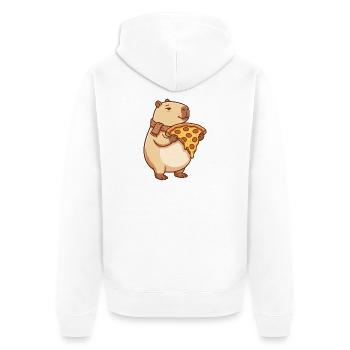 Pizza Capybara avec fromage fondant - Veste à capuche bio Premium Unisexe - blanc - Dos - Thijin (182cm)