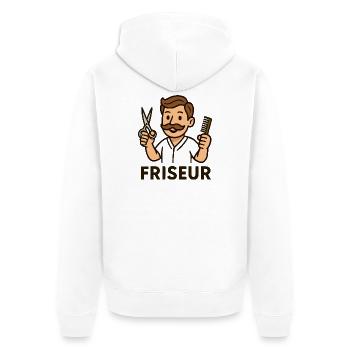 Hairdresser Cartoon Vintage - Unisex Premium Organic Zip Hoodie - white - Back - Thijin (182cm)