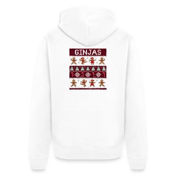 Ginjas Lebkuchen-Weihnachtspullover - Unisex Premium Bio Zip Hoodie - Weiß - Hinten - Thijin (182cm)