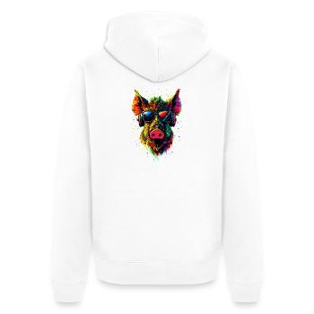Wildschwein Schwarzwild Wildschweine Schwein Jäger - Unisex Premium Bio Zip Hoodie - Weiß - Hinten - Thijin (182cm)