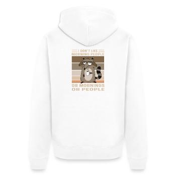 Muffel Waschbär Kaffee Lustiger Spruch Morgenmuffe - Unisex Premium Bio Zip Hoodie - Weiß - Hinten - Thijin (182cm)
