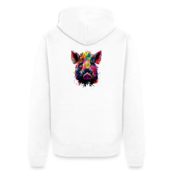 Wildschwein Schwarzwild Wildschweine Schwein Jäger - Unisex Premium Bio Zip Hoodie - Weiß - Hinten - Thijin (182cm)