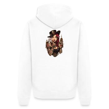 Steam Punk Schöne Frauen Steampunk - Unisex Premium Bio Zip Hoodie - Weiß - Hinten - Thijin (182cm)
