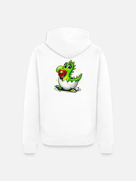 Baby Dragon with Pacifier - Unisex Premium Organic Zip Hoodie - white