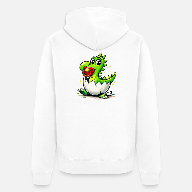 Baby Drache mit Schnuller - Unisex Premium Bio Zip Hoodie - Weiß