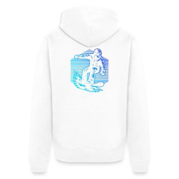 Vintage Snowboard Design für Snowboard - Unisex Premium Bio Zip Hoodie - Weiß - Hinten - Thijin (182cm)