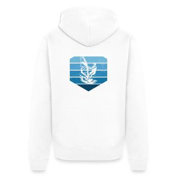Windsurfing Stil für jeden Anlass - Unisex Premium Bio Zip Hoodie - Weiß - Hinten - Thijin (182cm)