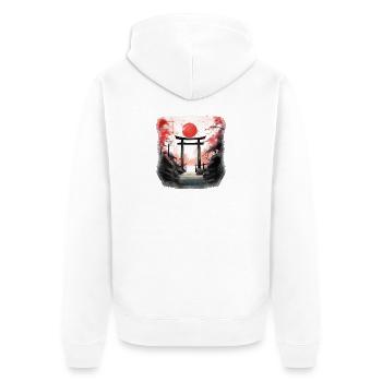 Red Torii on Autumn Trail - Unisex Premium Organic Zip Hoodie - white - Back - Thijin (182cm)