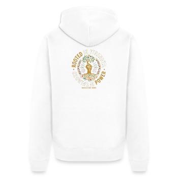 Root Power: Growing in Power - Unisex Premium Organic Zip Hoodie - white - Back - Thijin (182cm)