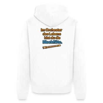 Orchester des Lebens Blockflöte Design - Unisex Premium Bio Zip Hoodie - Weiß - Hinten - Thijin (182cm)