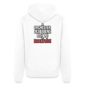 Orchester des Lebens Blockflöte Design - Unisex Premium Bio Zip Hoodie - Weiß - Hinten - Thijin (182cm)