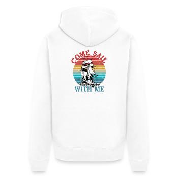 Come Sail With Me Captain Sail Sailor - Unisex Premium Bio Zip Hoodie - Weiß - Hinten - Thijin (182cm)