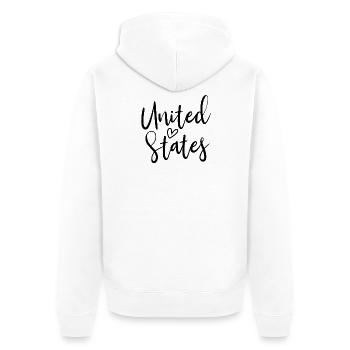 United States Heart Women's Love USA - Unisex Premium Bio Zip Hoodie - Weiß - Hinten - Thijin (182cm)
