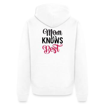 Mama weiß es am besten - Unisex Premium Bio Zip Hoodie - Weiß - Hinten - Thijin (182cm)