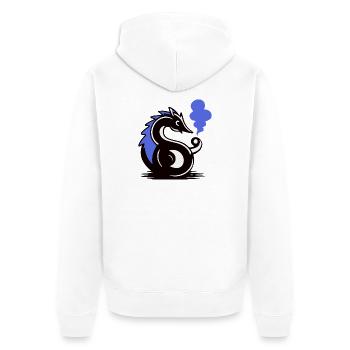 Blauer Glut-Seepferdchen - Unisex Premium Bio Zip Hoodie - Weiß - Hinten - Thijin (182cm)
