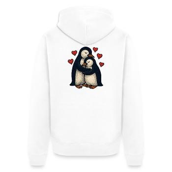 Pinguin-Paar Umarmung mit Herzen - Unisex Premium Bio Zip Hoodie - Weiß - Hinten - Thijin (182cm)