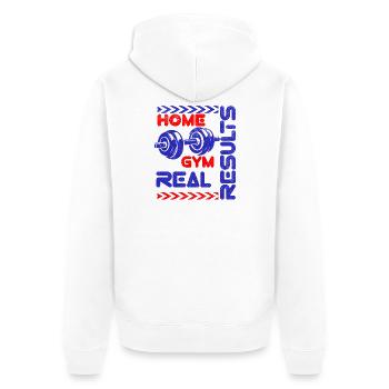 Home Gym Real Results T-shirt - Unisex Premium Organic Zip Hoodie - white - Back - Thijin (182cm)