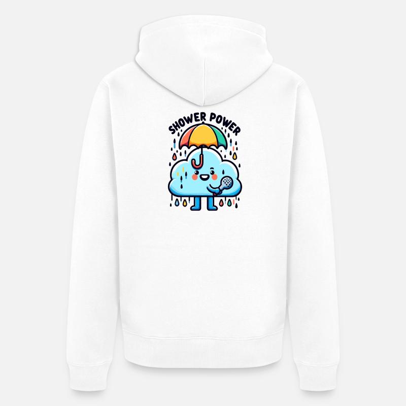 Chanson du Nuage Regenkraft avec micro - Veste à capuche bio Premium Unisexe - blanc