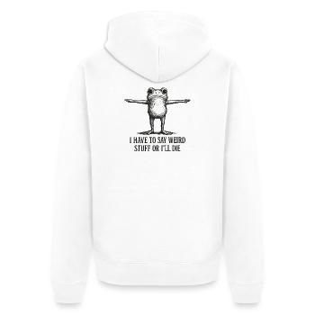Frosch Spruch Meme Humor Lustig Geschenkidee - Unisex Premium Bio Zip Hoodie - Weiß - Hinten - Thijin (182cm)