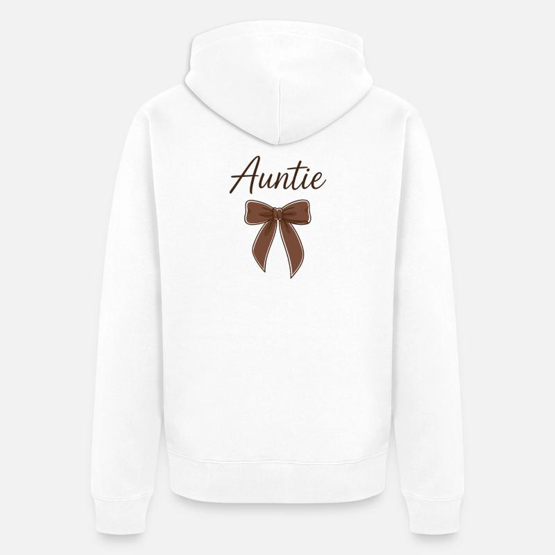 Auntie Bow - Brun Script Bow - Ekologisk premiumluvjack unisex - vit