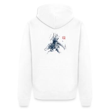 Goldfish with Kanji Stamp - Unisex Premium Organic Zip Hoodie - white - Back - Thijin (182cm)